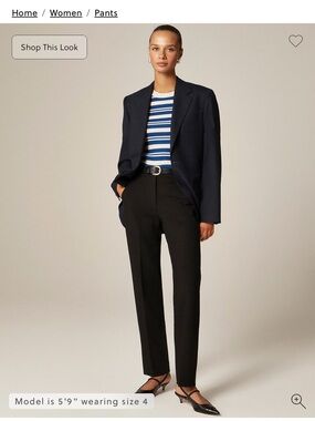 J. Crew Women's Ankle-Length Trousers Dress Pants Straight Leg Black Size 6